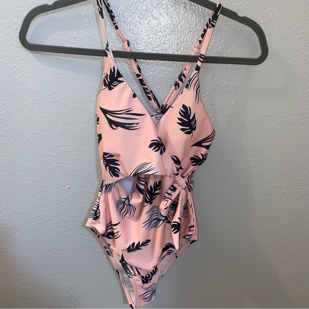 Pink palm One piece swimsuit.